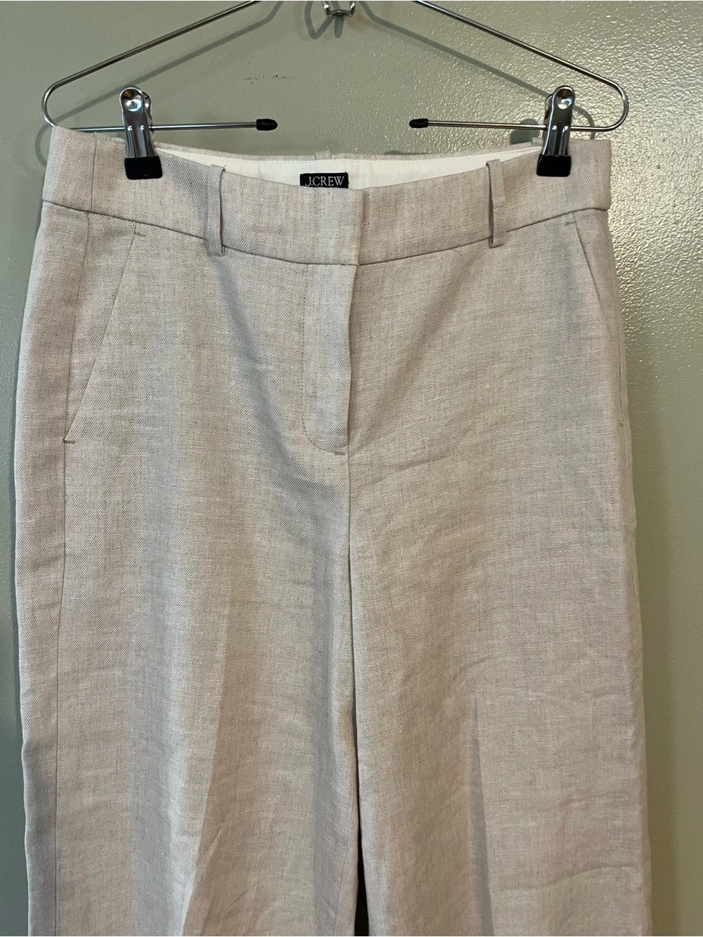 J Crew Sydney Wide Leg Crop Lined  Women's Cream Linen Blend Pants 6